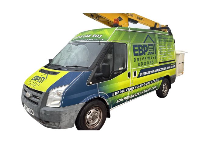 EBP Driveways & Doors installation van in North Wales