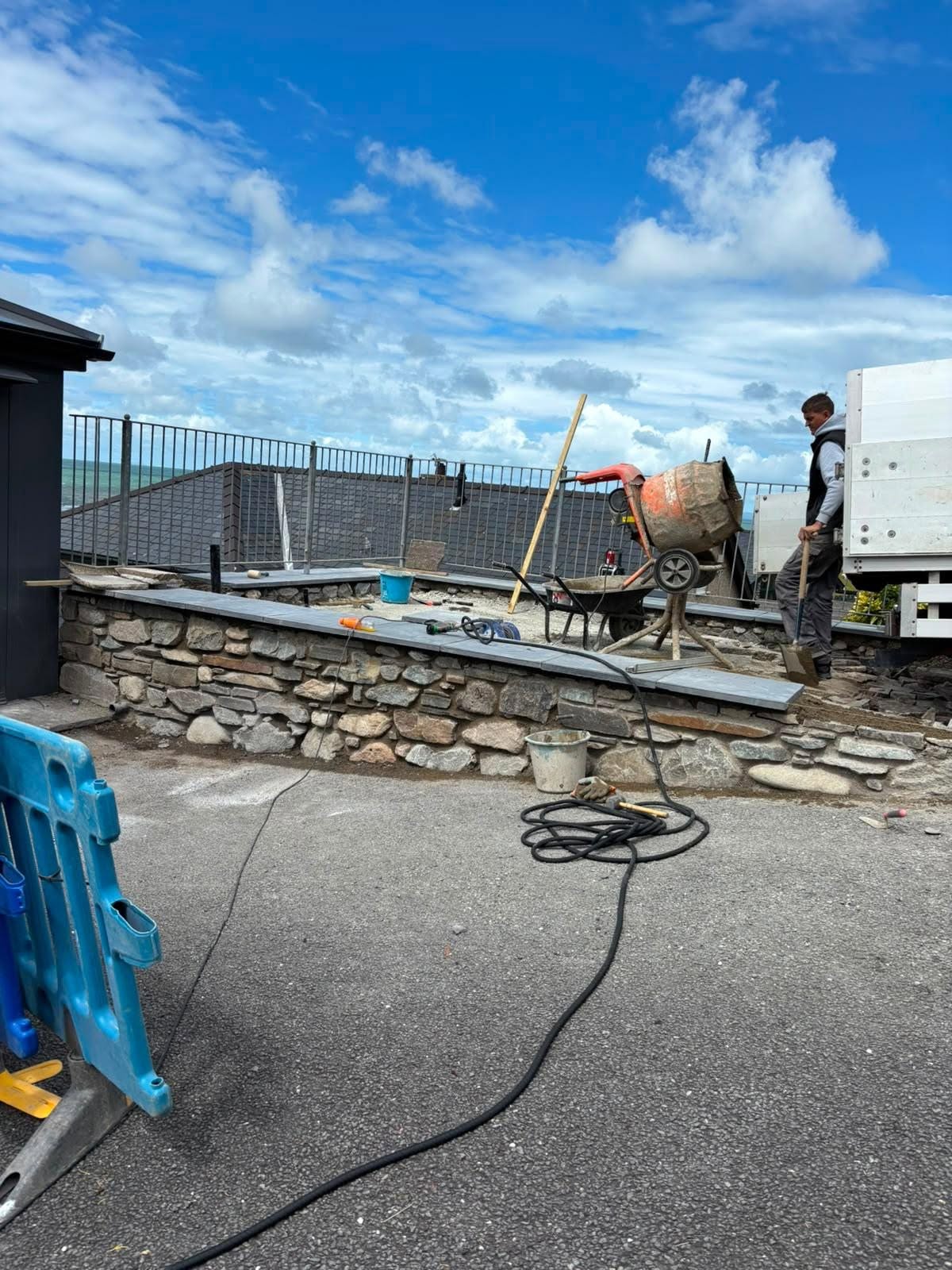 Groundworks and stone retaining wall project Caernarfon